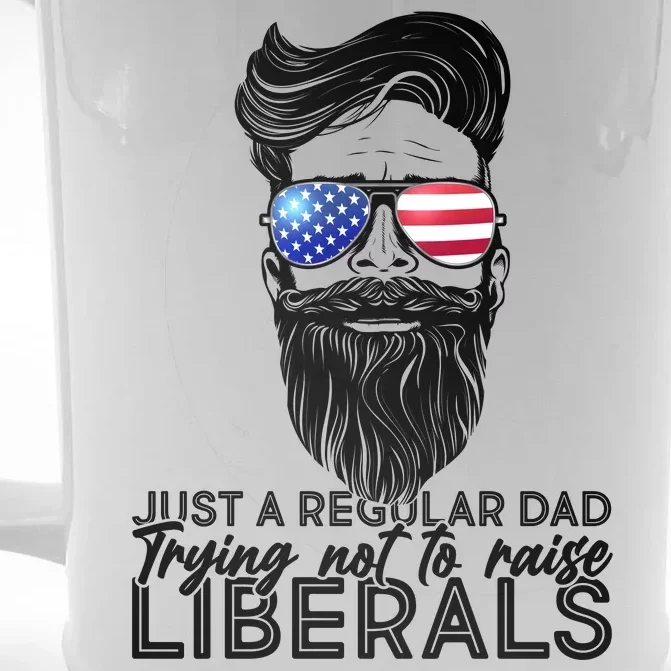 Just A Regular Dad Trying Not To Raise Liberals Hipster Dad Front & Back Beer Stein