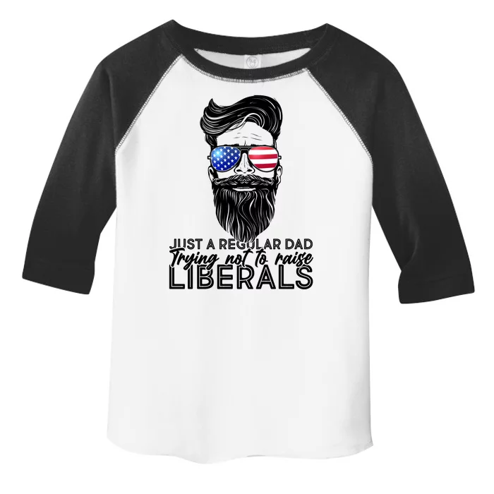 Just A Regular Dad Trying Not To Raise Liberals Hipster Dad Toddler Fine Jersey T-Shirt