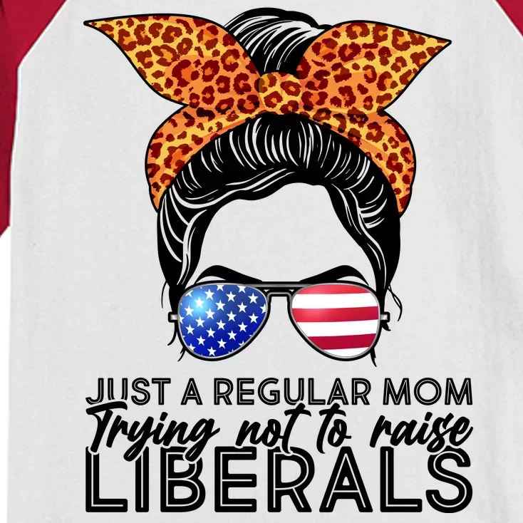 Just A Regular Mom Trying Not To Raise Liberals Hipster Mom Kids Colorblock Raglan Jersey