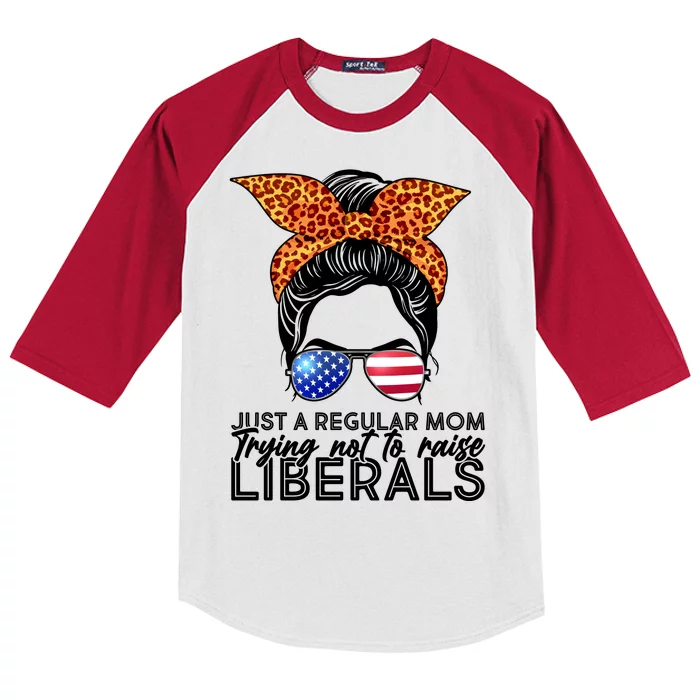 Just A Regular Mom Trying Not To Raise Liberals Hipster Mom Kids Colorblock Raglan Jersey