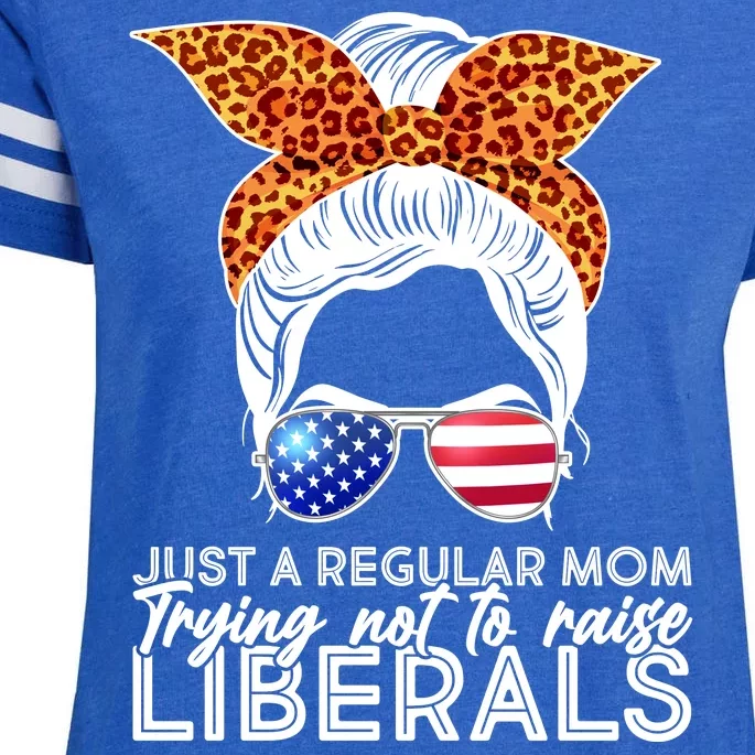 Just A Regular Mom Trying Not To Raise Liberals Hipster Mom Enza Ladies Jersey Football T-Shirt