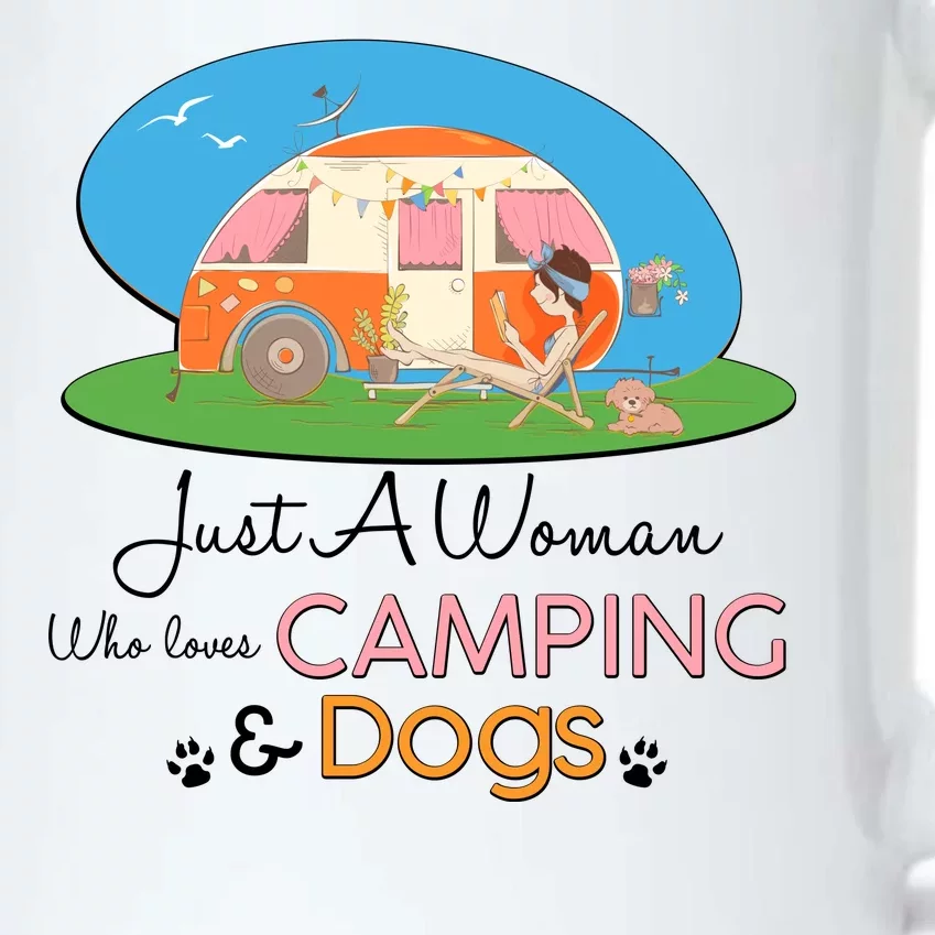 Just A Woman Who Loves Camping & Dogs Black Color Changing Mug