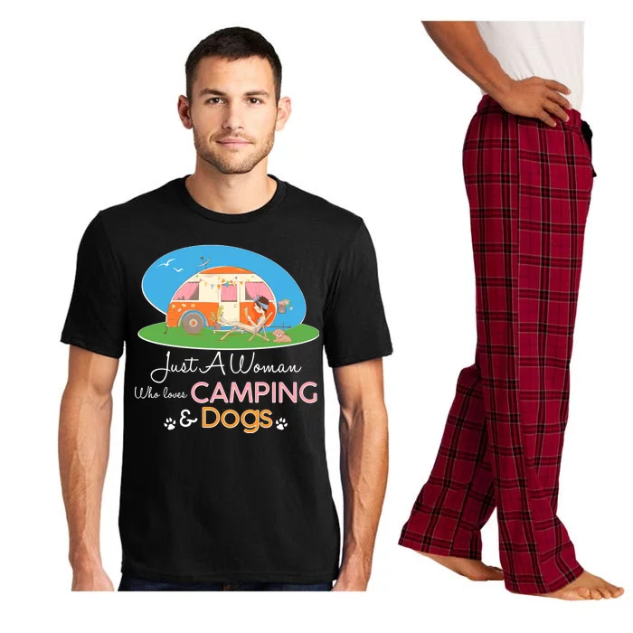 Just A Woman Who Loves Camping & Dogs Pajama Set