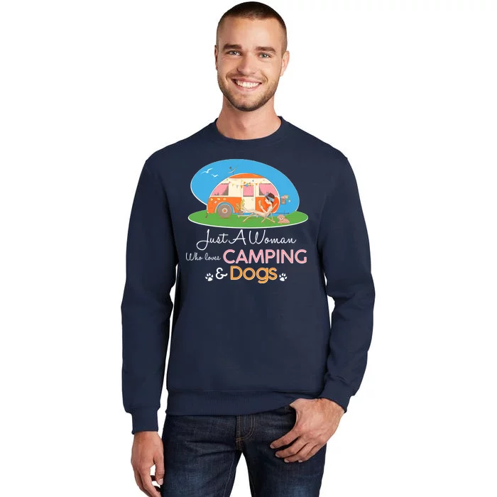 Just A Woman Who Loves Camping & Dogs Sweatshirt