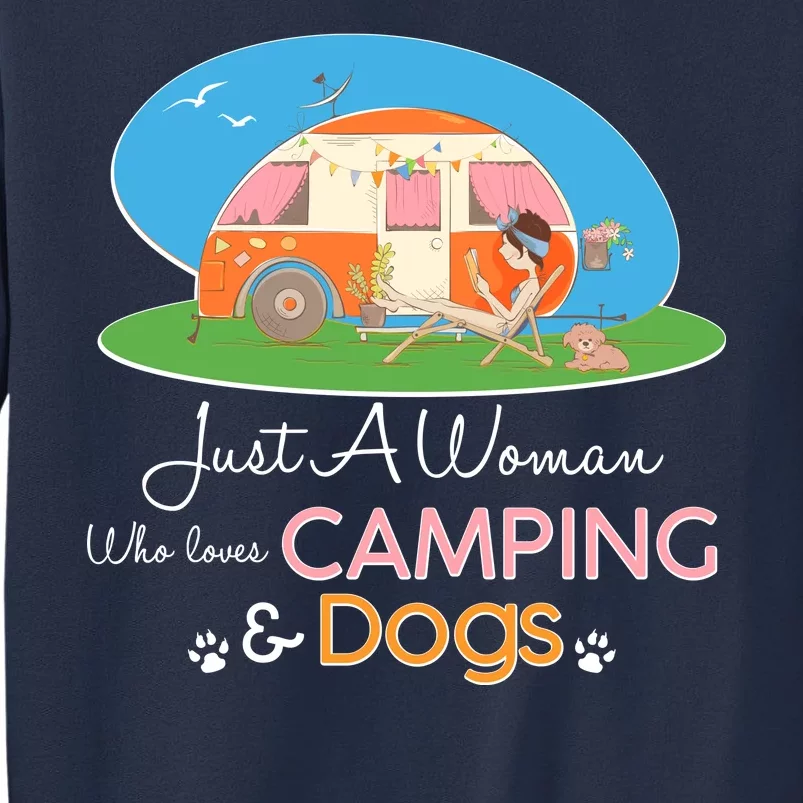 Just A Woman Who Loves Camping & Dogs Sweatshirt