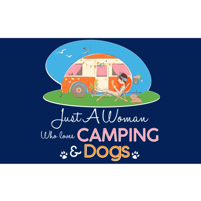 Just A Woman Who Loves Camping & Dogs Bumper Sticker