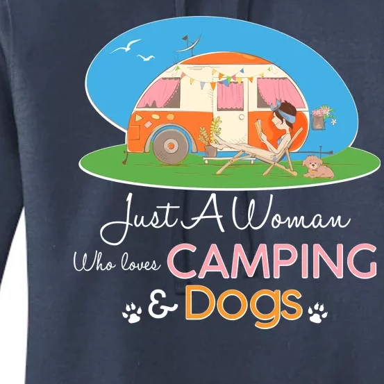 Just A Woman Who Loves Camping & Dogs Women's Pullover Hoodie