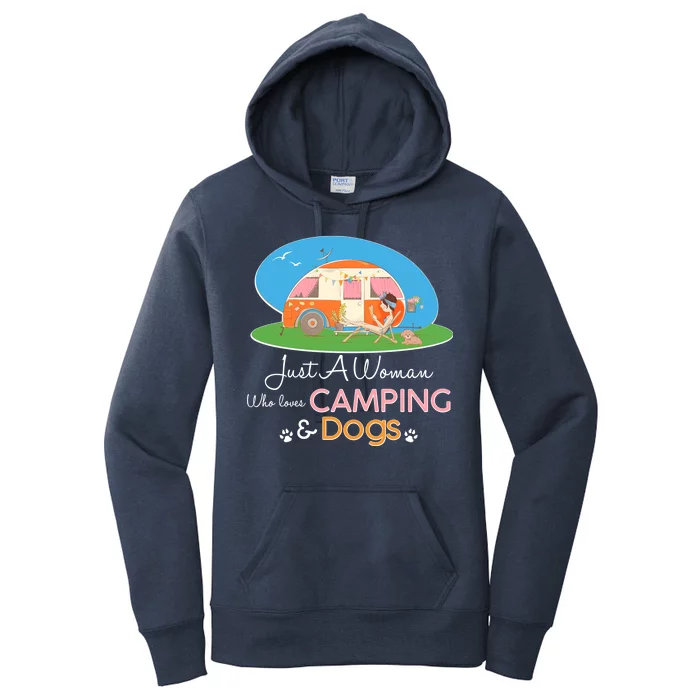 Just A Woman Who Loves Camping & Dogs Women's Pullover Hoodie