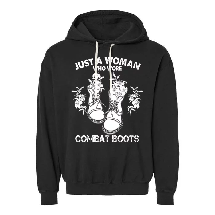 Just A Woman Who Wore Combat Boots Garment-Dyed Fleece Hoodie