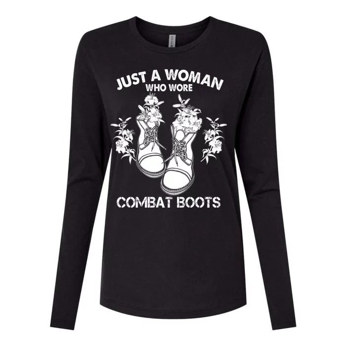 Just A Woman Who Wore Combat Boots Womens Cotton Relaxed Long Sleeve T-Shirt