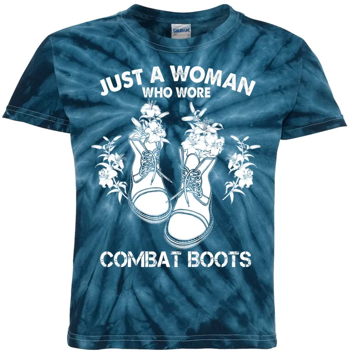 Just A Woman Who Wore Combat Boots Kids Tie-Dye T-Shirt