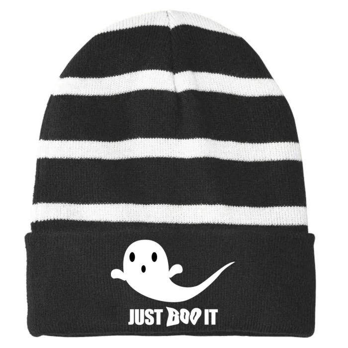 Just Boo It Striped Beanie with Solid Band