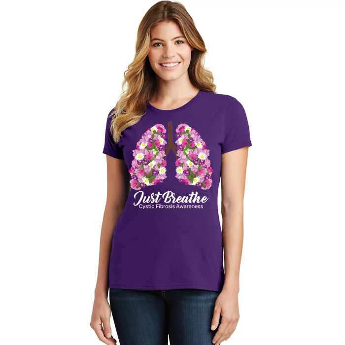 Just Breathe Cystic Fibrosis Awareness Women's T-Shirt