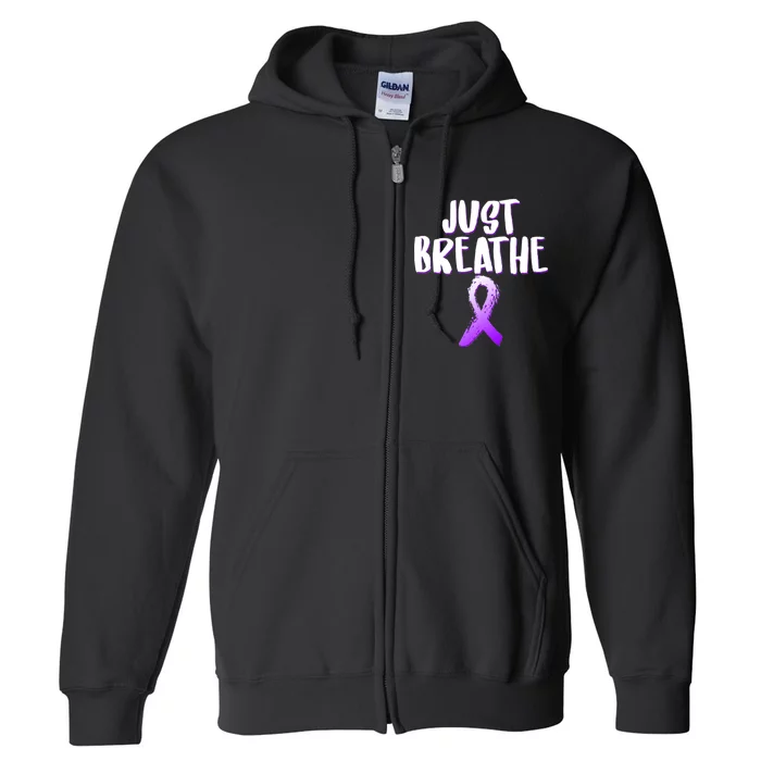 Just Breathe Cystic Fibrosis Cancer Full Zip Hoodie