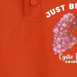 Just Breathe Cystic Fibrosis Lung Flowers Dry Zone Grid Performance Polo