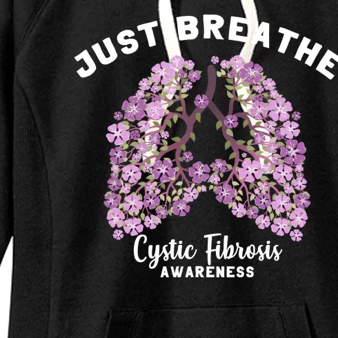 Just Breathe Cystic Fibrosis Lung Flowers Women's Fleece Hoodie