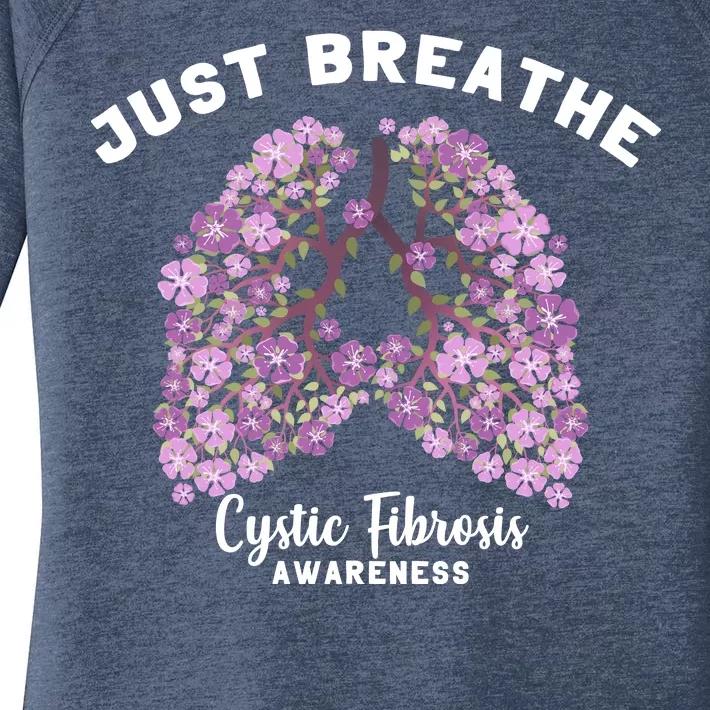 Just Breathe Cystic Fibrosis Lung Flowers Women's Perfect Tri Tunic Long Sleeve Shirt