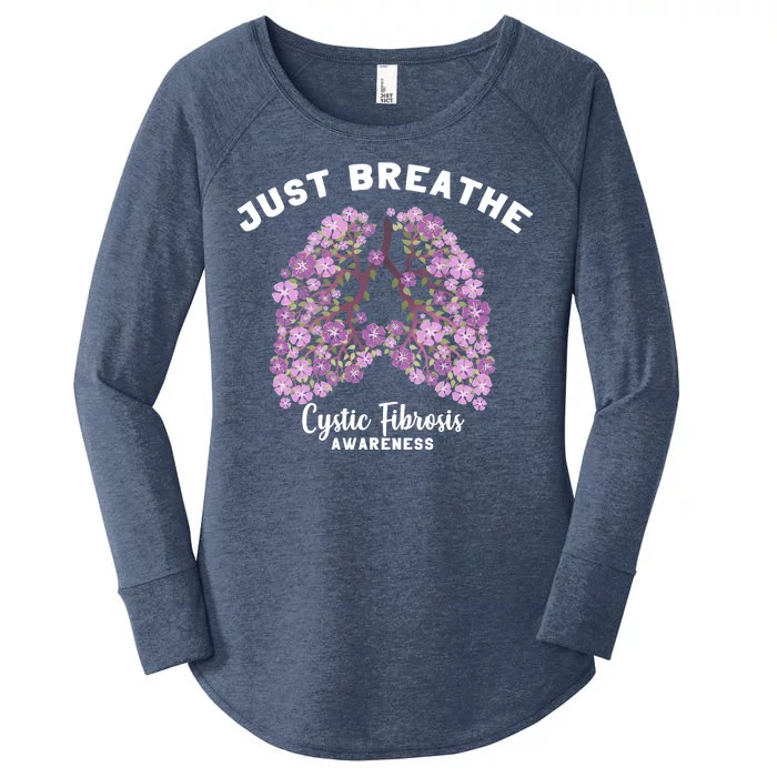 Just Breathe Cystic Fibrosis Lung Flowers Women's Perfect Tri Tunic Long Sleeve Shirt