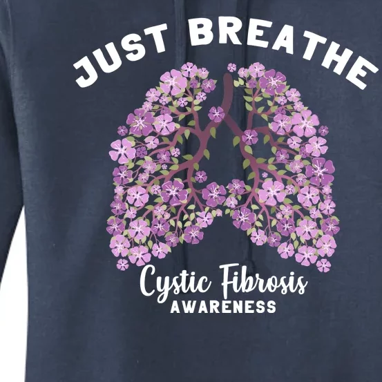 Just Breathe Cystic Fibrosis Lung Flowers Women's Pullover Hoodie