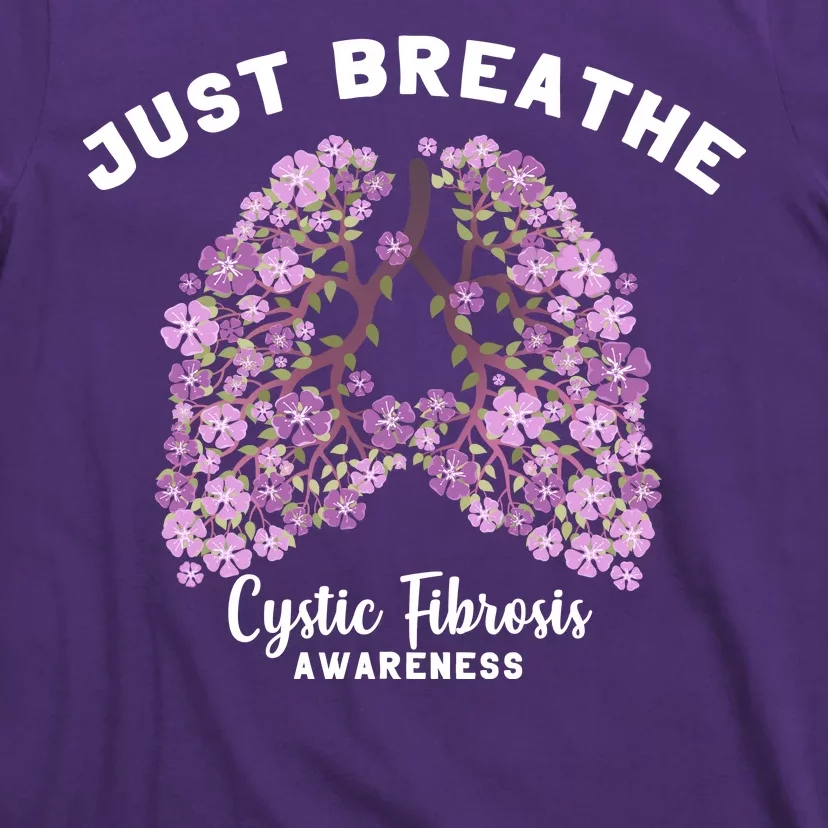 Just Breathe Cystic Fibrosis Lung Flowers T-shirt 