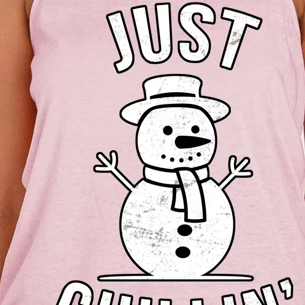 Just Chillin Snowman Women's Knotted Racerback Tank