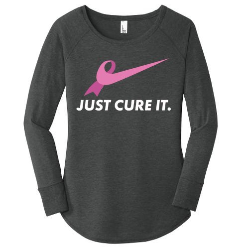 Just Cure It Breast Cancer Awareness Women’s Perfect Tri Tunic Long Sleeve Shirt