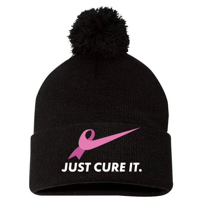 Just Cure It Breast Cancer Awareness Pom Pom 12in Knit Beanie