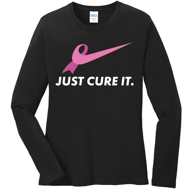 Just Cure It Breast Cancer Awareness Ladies Missy Fit Long Sleeve Shirt
