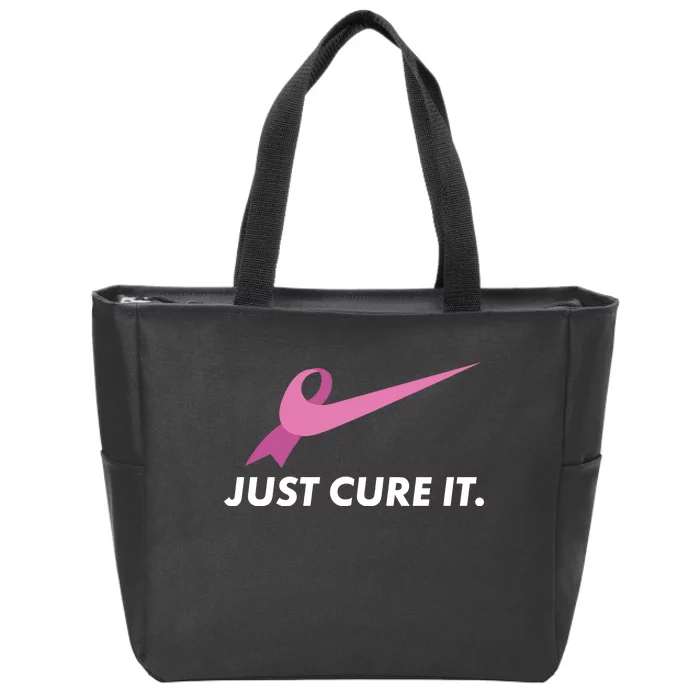 Just Cure It Breast Cancer Awareness Zip Tote Bag