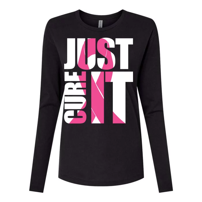 Just Cure It Breast Cancer Tribute Womens Cotton Relaxed Long Sleeve T-Shirt