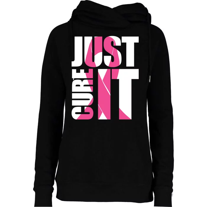 Just Cure It Breast Cancer Tribute Womens Funnel Neck Pullover Hood