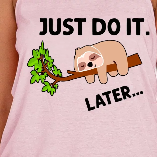 Just Do It Later Funny Lazy Sloth Women's Knotted Racerback Tank