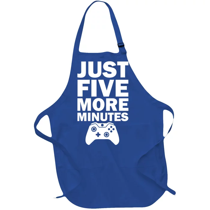 Just Five More Minutes Funny Video Game Full-Length Apron With Pocket