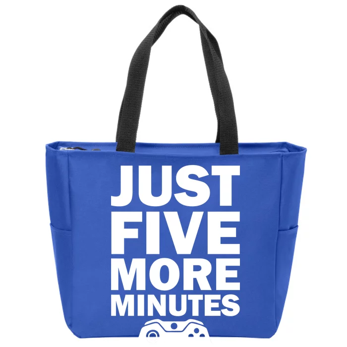 Just Five More Minutes Funny Video Game Zip Tote Bag