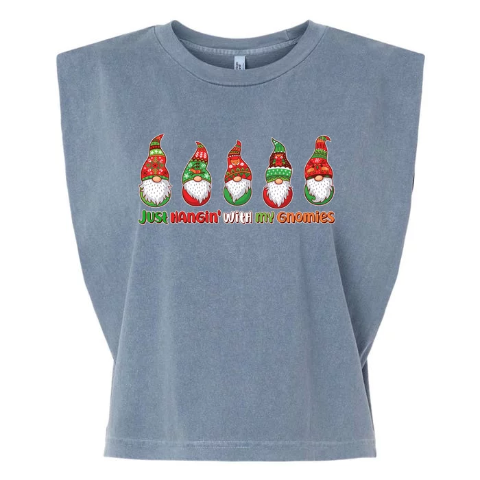 Just Hanging with My Gnomies Christmas Garment-Dyed Women's Muscle Tee