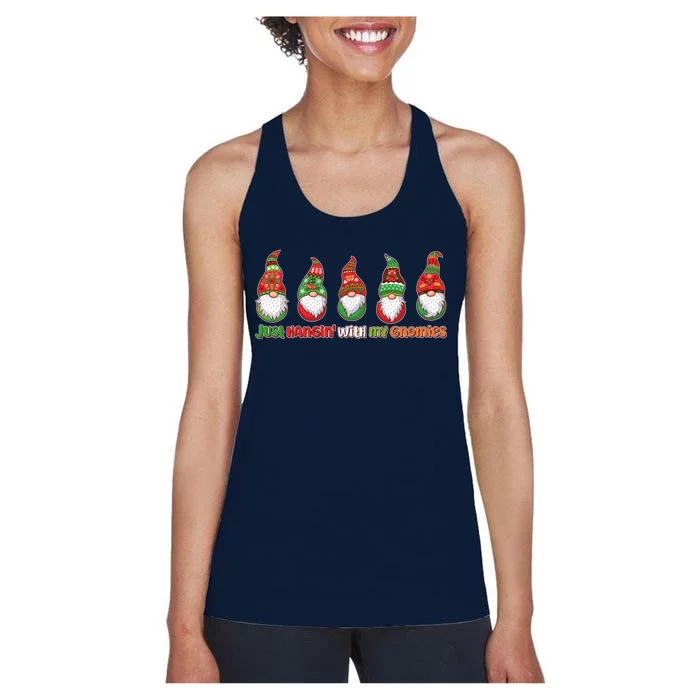 Just Hanging with My Gnomies Christmas Women's Racerback Tank