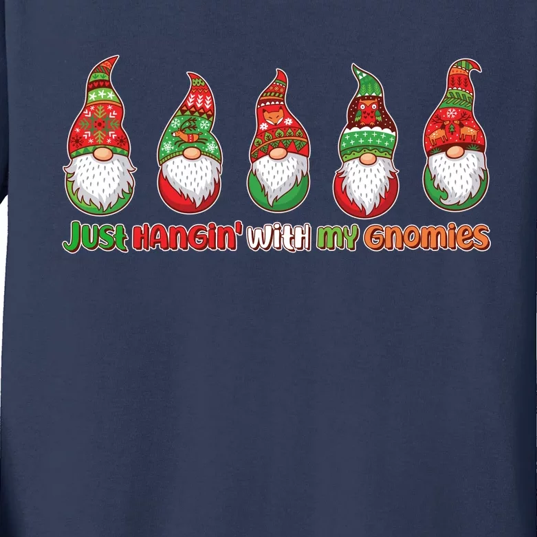 Just Hanging with My Gnomies Christmas Kids Long Sleeve Shirt