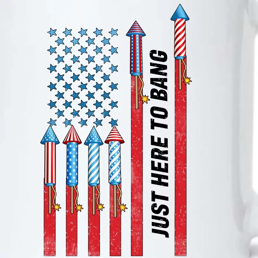 Just Here To Bang American Flag Fireworks Black Color Changing Mug