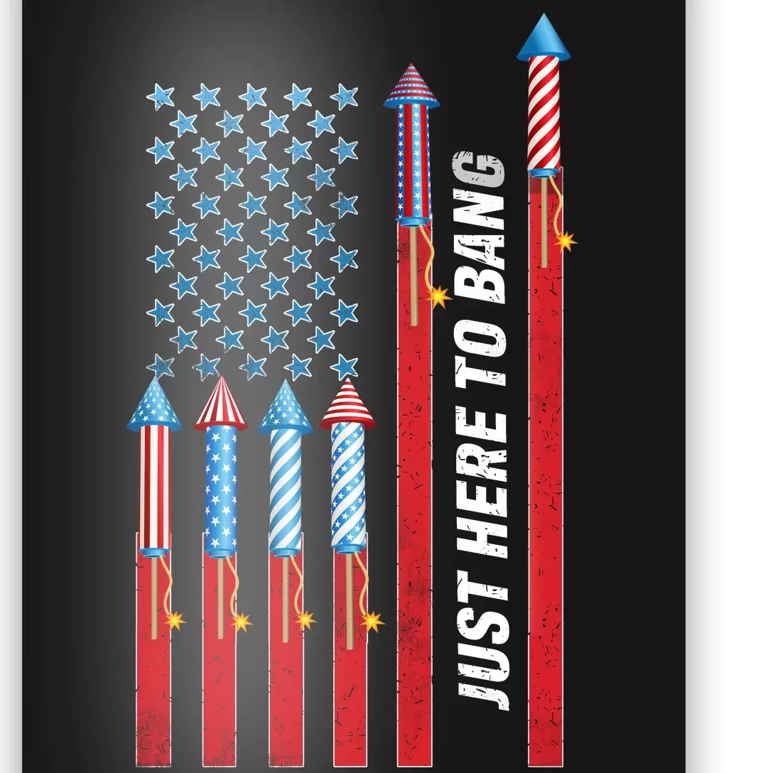 Just Here To Bang American Flag Fireworks Poster