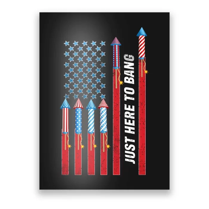 Just Here To Bang American Flag Fireworks Poster