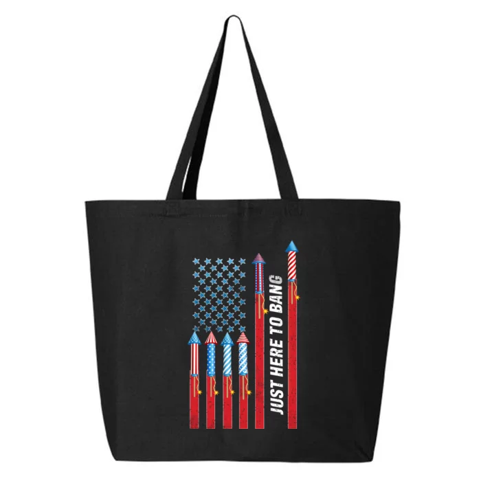 Just Here To Bang American Flag Fireworks 25L Jumbo Tote