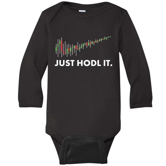 Just HODL It Moon Chart Crypto Currency Baby Long Sleeve Bodysuit