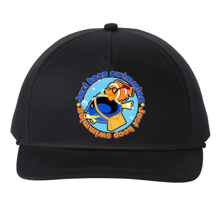 Just Keep Swimming Fish Snapback Five-Panel Rope Hat