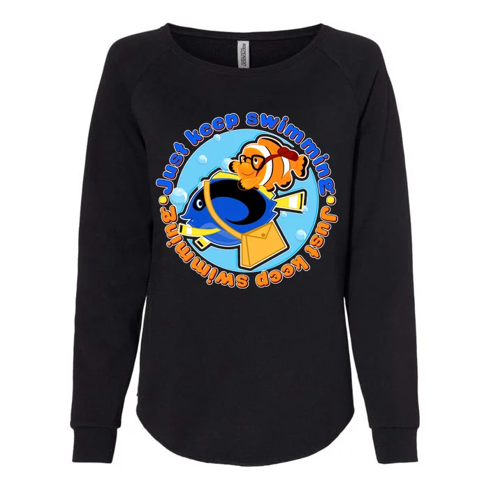 Just Keep Swimming Fish Womens California Wash Sweatshirt