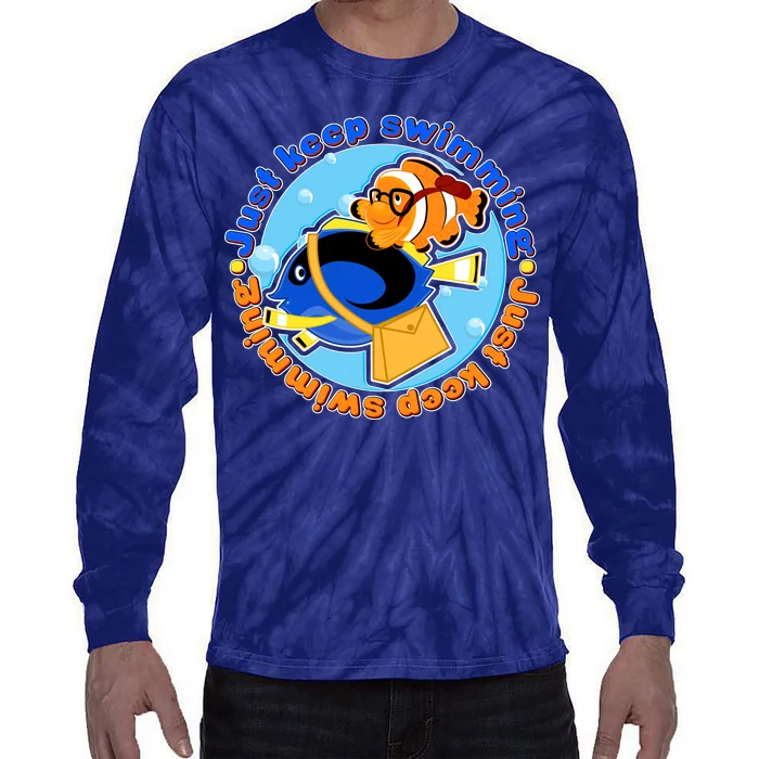 Just Keep Swimming Fish Tie-Dye Long Sleeve Shirt