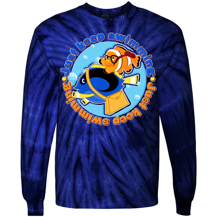 Just Keep Swimming Fish Tie-Dye Long Sleeve Shirt