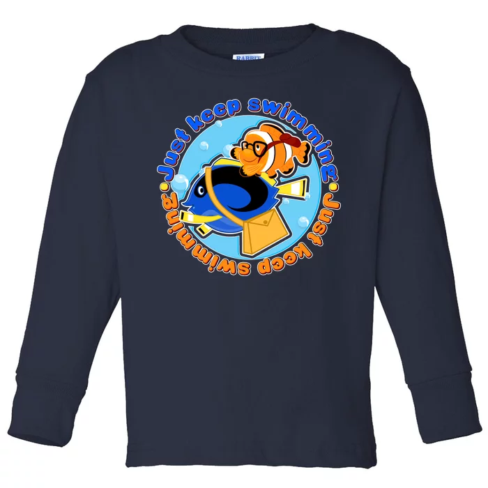 Just Keep Swimming Fish Toddler Long Sleeve Shirt