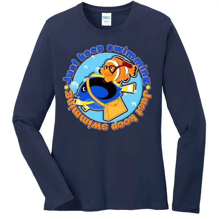 Just Keep Swimming Fish Ladies Long Sleeve Shirt