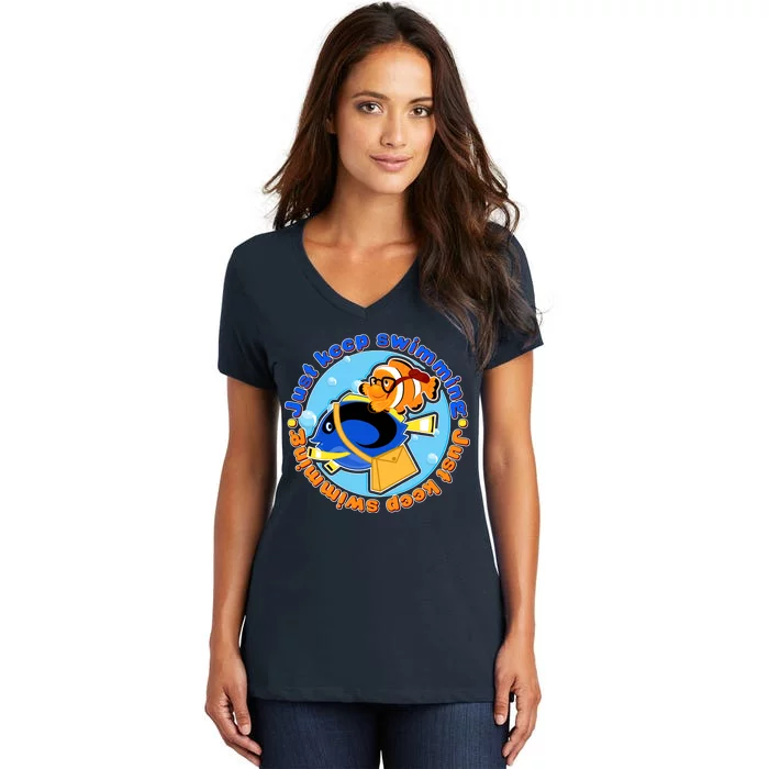 Just Keep Swimming Fish Women's V-Neck T-Shirt