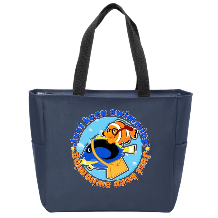 Just Keep Swimming Fish Zip Tote Bag